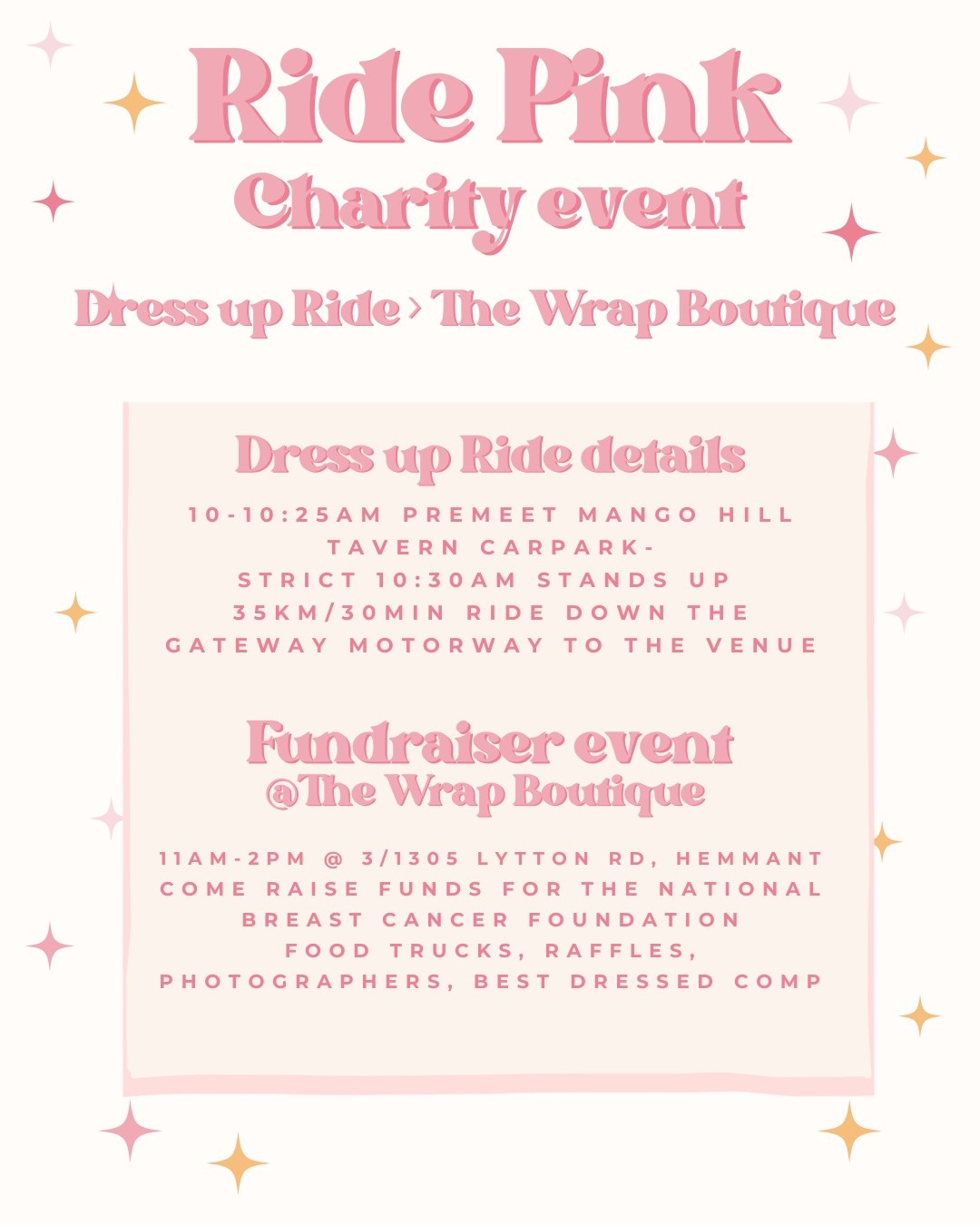 Ride Pink Charity Event — car meet in Brisbane, QLD on Sunday 28 June 2026