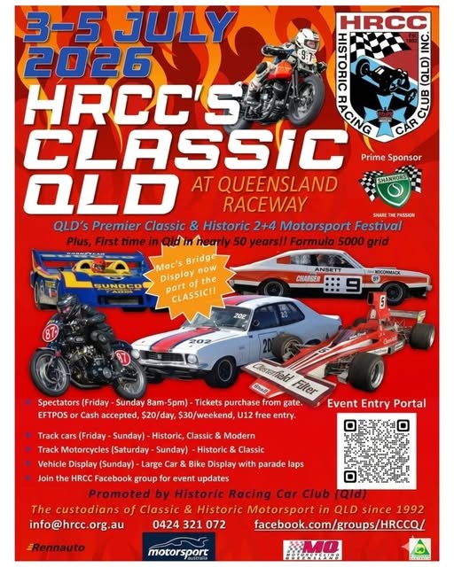 HRCC's Classic Queensland — Classic spectator event in Brisbane, QLD on Friday 3 July 2026