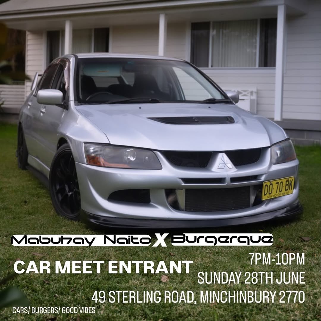 Mabuhay Naito X Burgerque EOMM — JDM car meet in Sydney, NSW on Sunday 28 June 2026