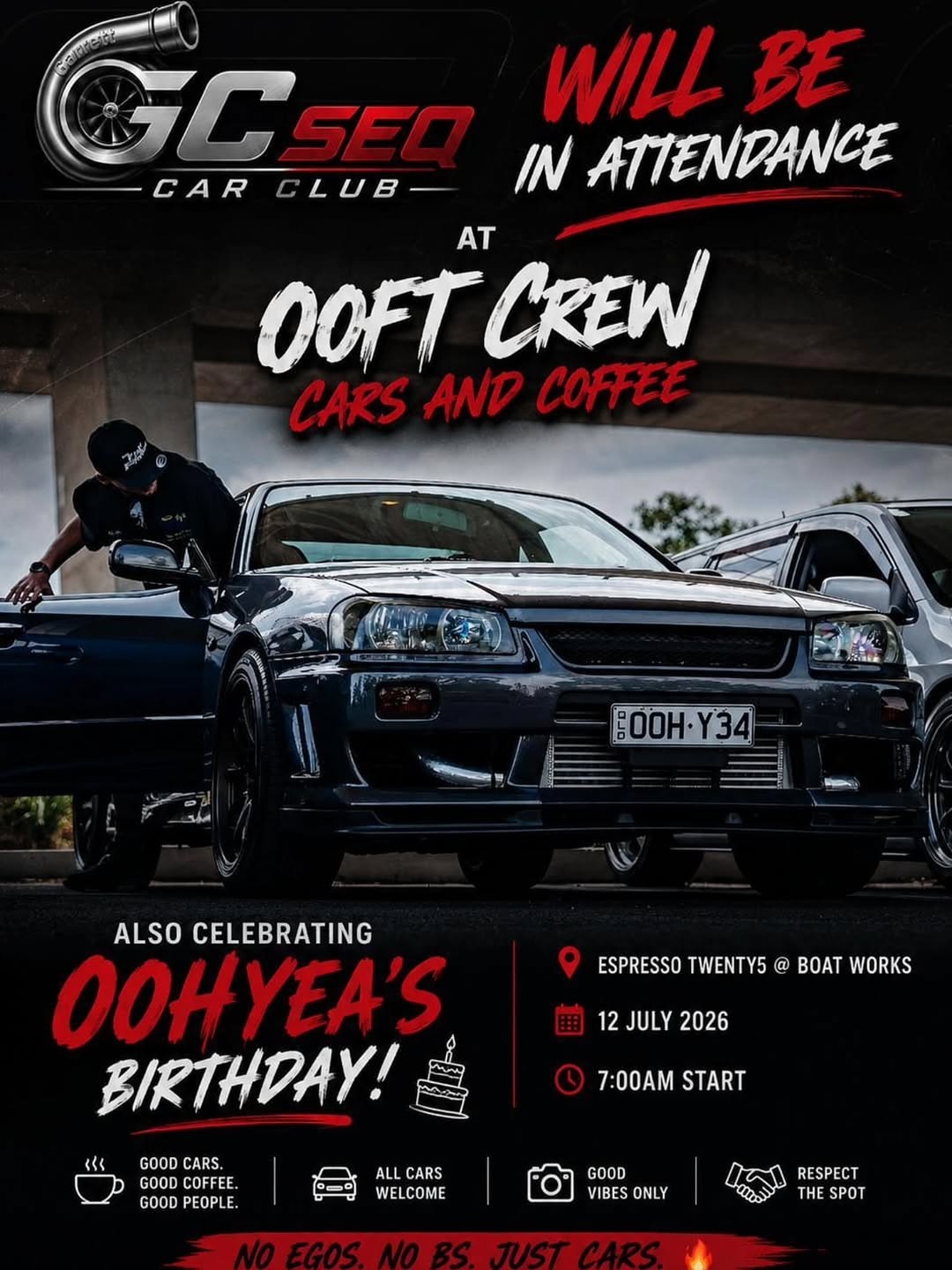 OOFT Crew Cars and Coffee — JDM/Stance car meet in Gold Coast, QLD on Sunday 12 July 2026