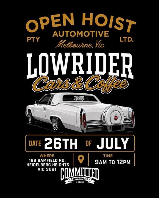 Lowrider Cars & Coffee — Stance car meet in Melbourne, VIC on Sunday 26 July 2026