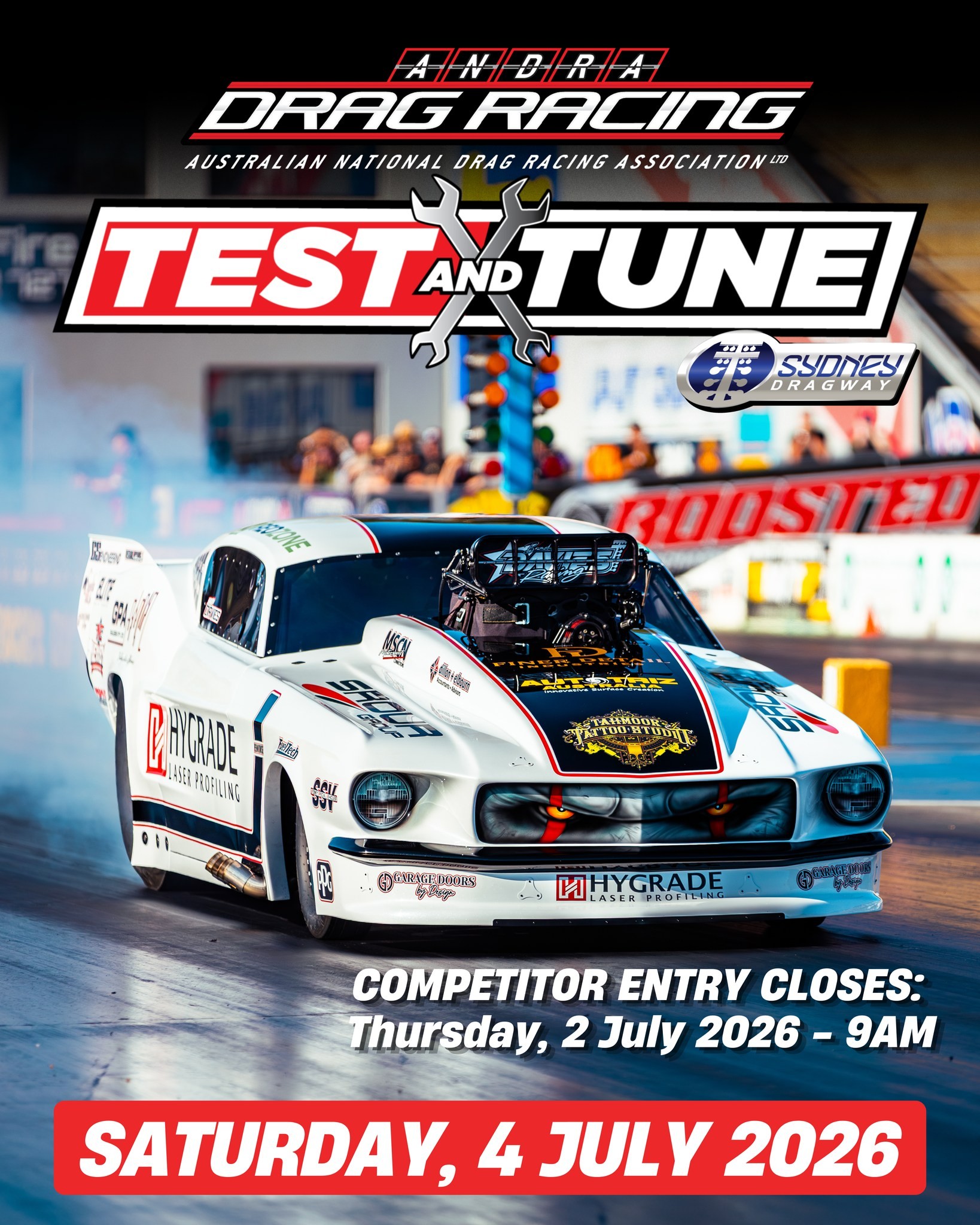 ANDRA Drag Racing Test and Tune — Muscle track day in Sydney, NSW on Saturday 4 July 2026