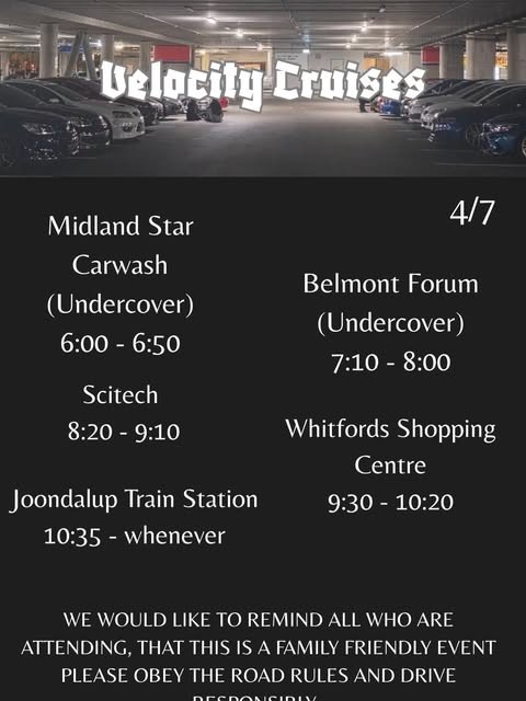 Velocity Cruises — car meet in Perth, WA on Saturday 4 July 2026
