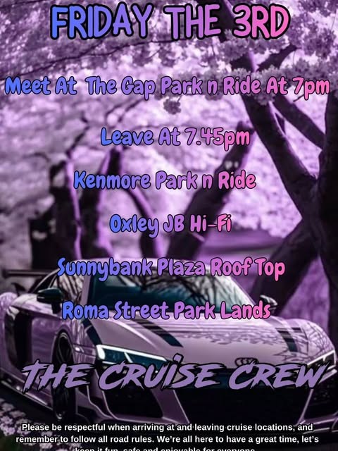 Friday Night Meet & Cruise — JDM car meet in Brisbane, QLD on Friday 3 July 2026
