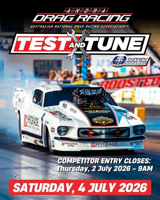 ANDRA Sanctioned Test & Tune — Muscle track day in Sydney, NSW on Saturday 4 July 2026