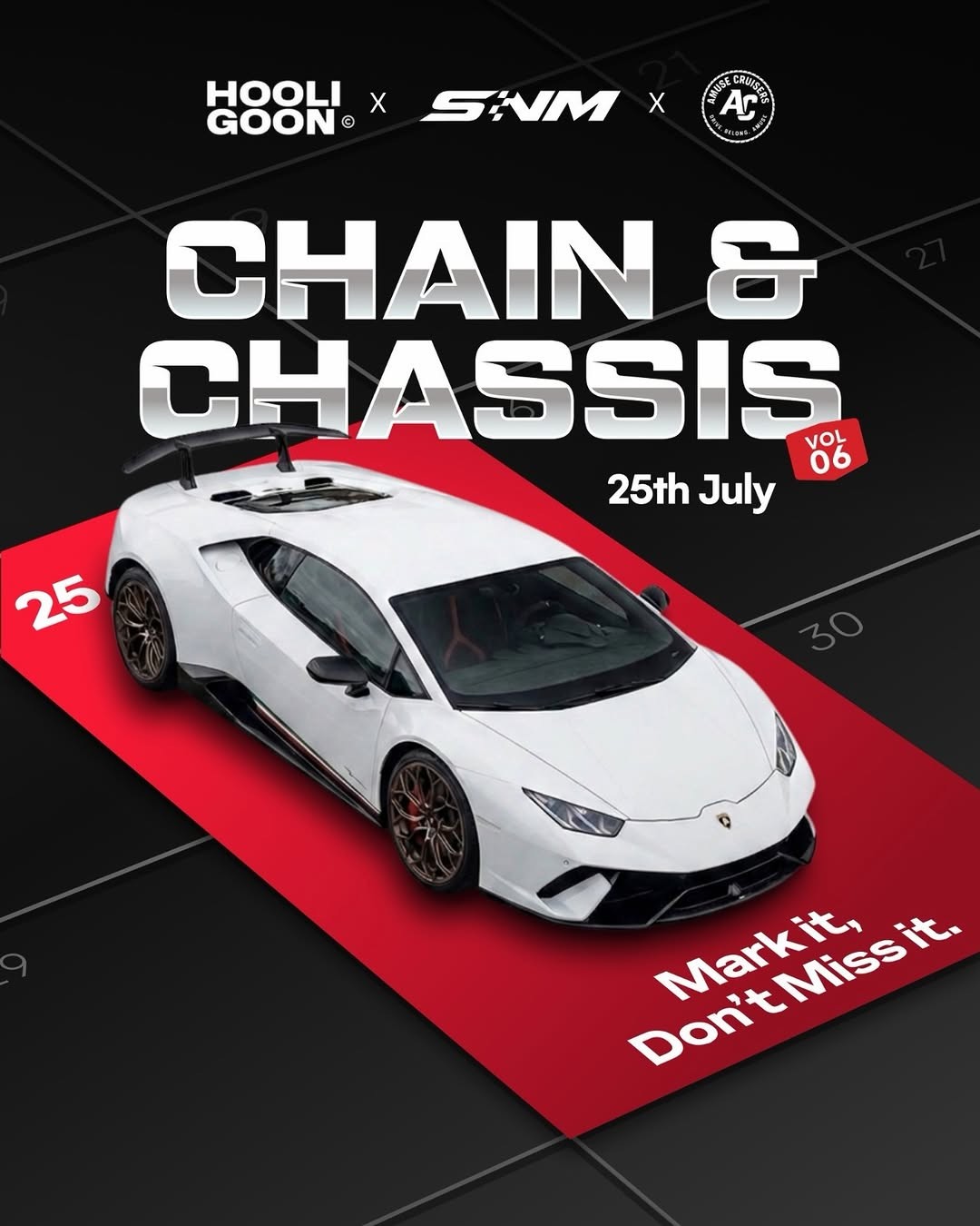 Chain & Chassis Vol 06 — Exotic car meet in Melbourne, VIC on Saturday 25 July 2026