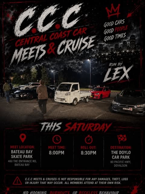 Central Coast Car Meets & Cruise — car meet in Central Coast, NSW on Saturday 4 July 2026
