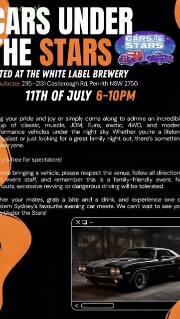 Cars Under The Stars — Classic/Euro car meet in Sydney, NSW on Saturday 11 July 2026