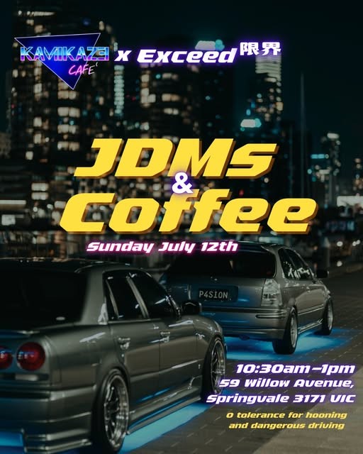 JDMs & Coffee — JDM car meet in Melbourne, VIC on Sunday 12 July 2026