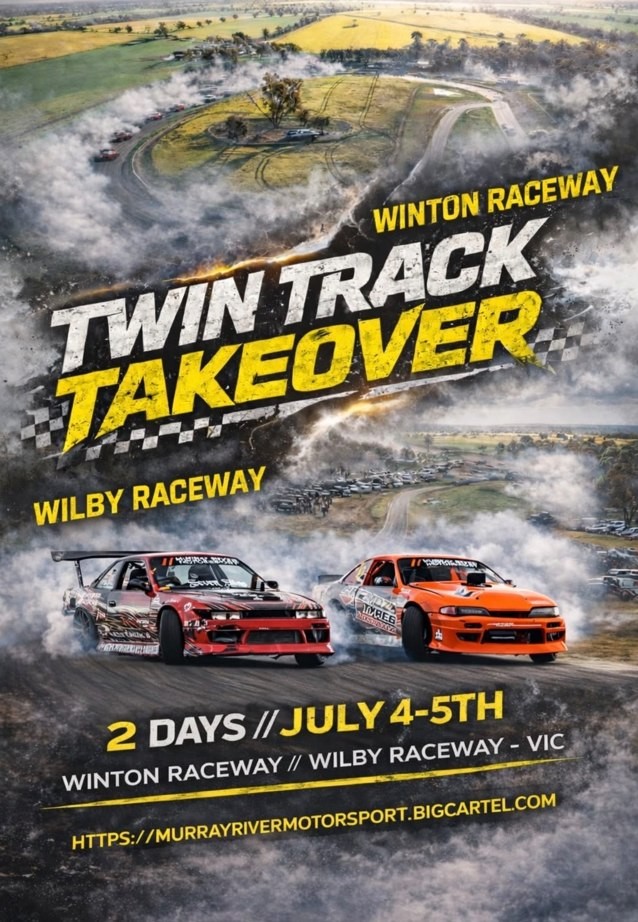 Twin Track Takeover — JDM/Muscle spectator event in Melbourne, VIC on Saturday 4 July 2026