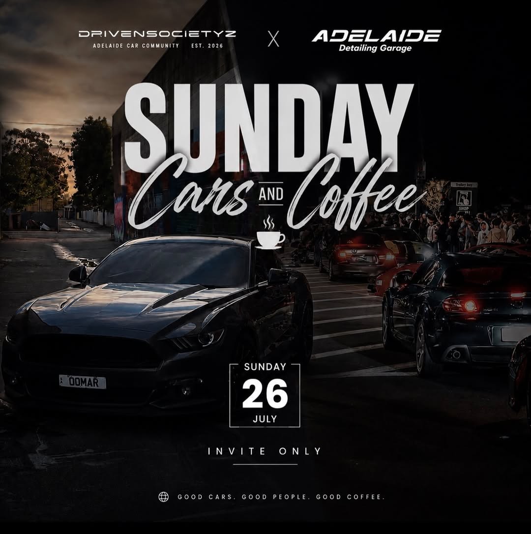 Sunday Cars and Coffee — JDM/Muscle car meet in Adelaide, SA on Sunday 26 July 2026