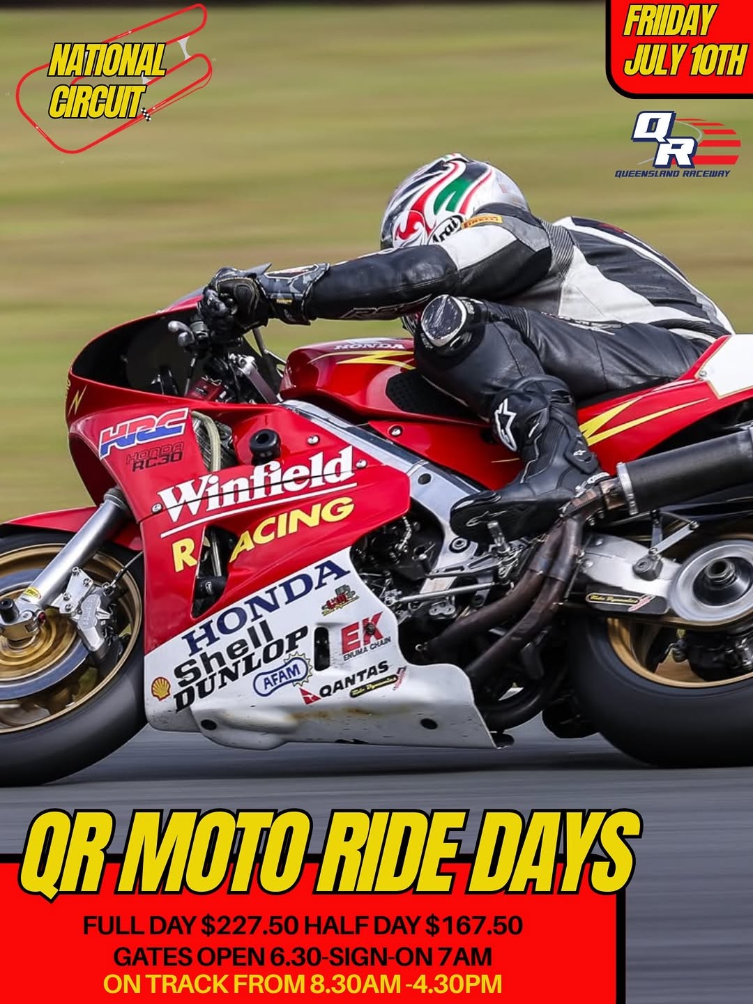 QR Moto Ride Day — track day in Brisbane, QLD on Friday 10 July 2026