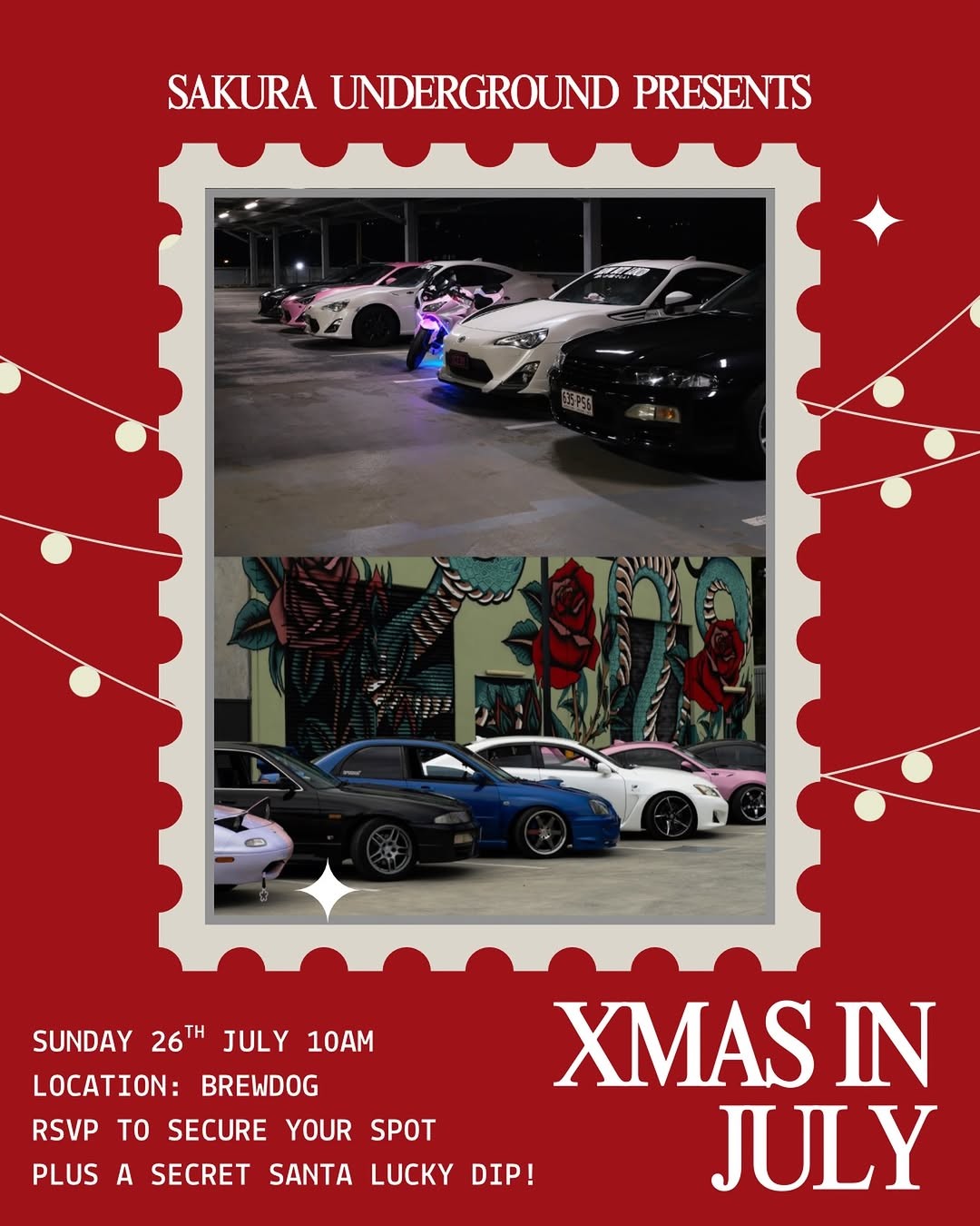 Xmas in July — JDM car meet in Brisbane, QLD on Sunday 26 July 2026