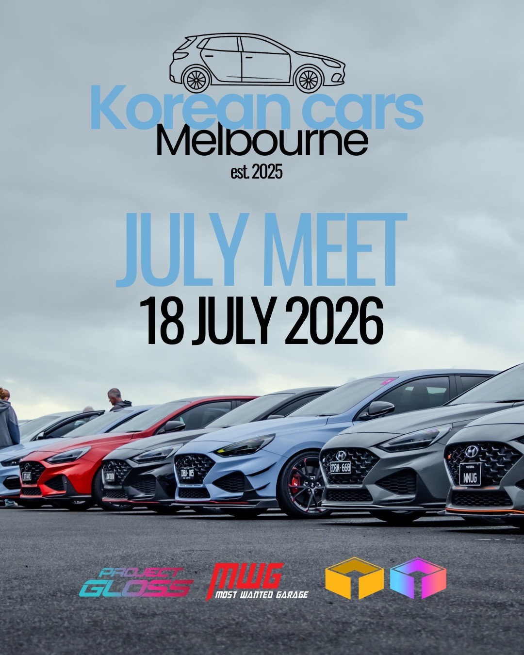 Korean cars Melbourne July Meet — JDM car meet in Melbourne, VIC on Saturday 18 July 2026