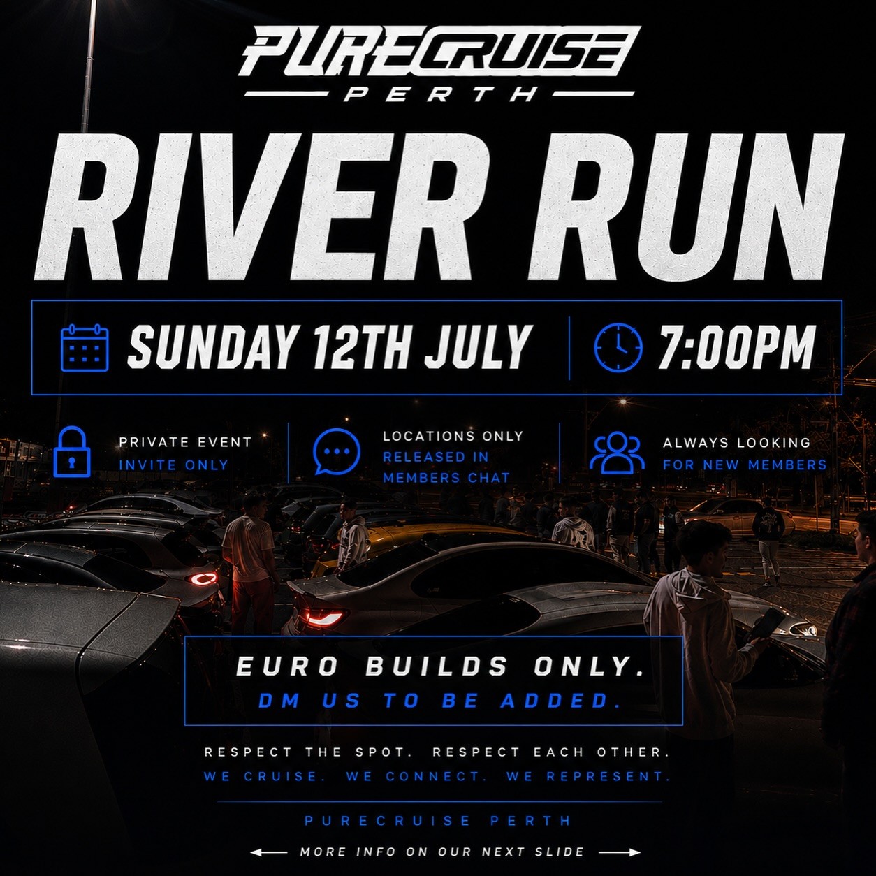River Run — Euro car meet in Perth, WA on Sunday 12 July 2026