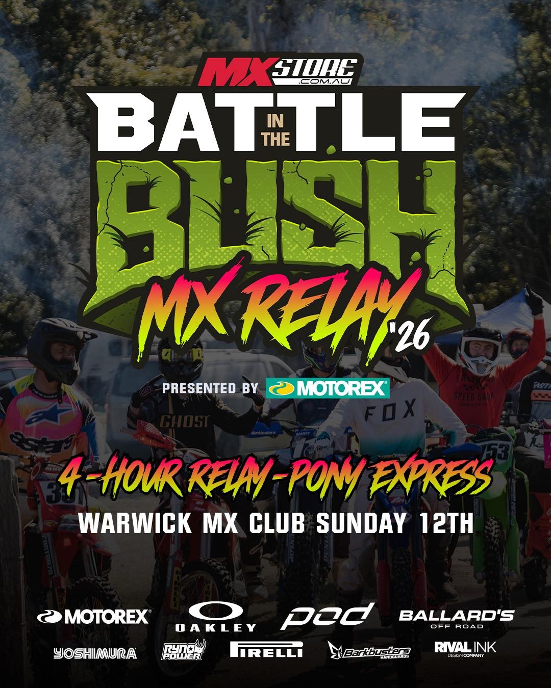 Battle in the Bush MX Relay — track day in Brisbane, QLD on Sunday 12 July 2026