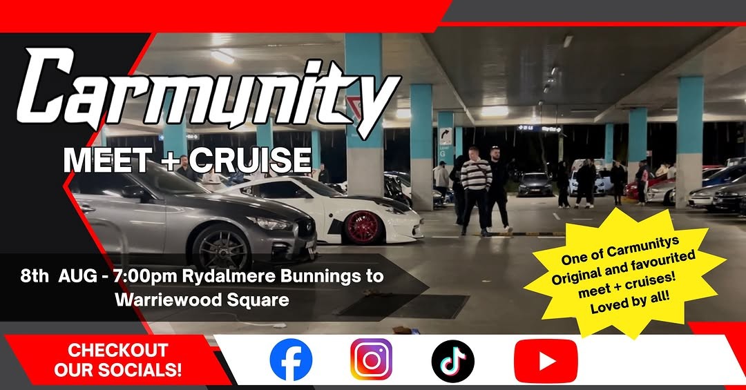 Carmunity Meet + Cruise — car meet in Sydney, NSW on Saturday 8 August 2026