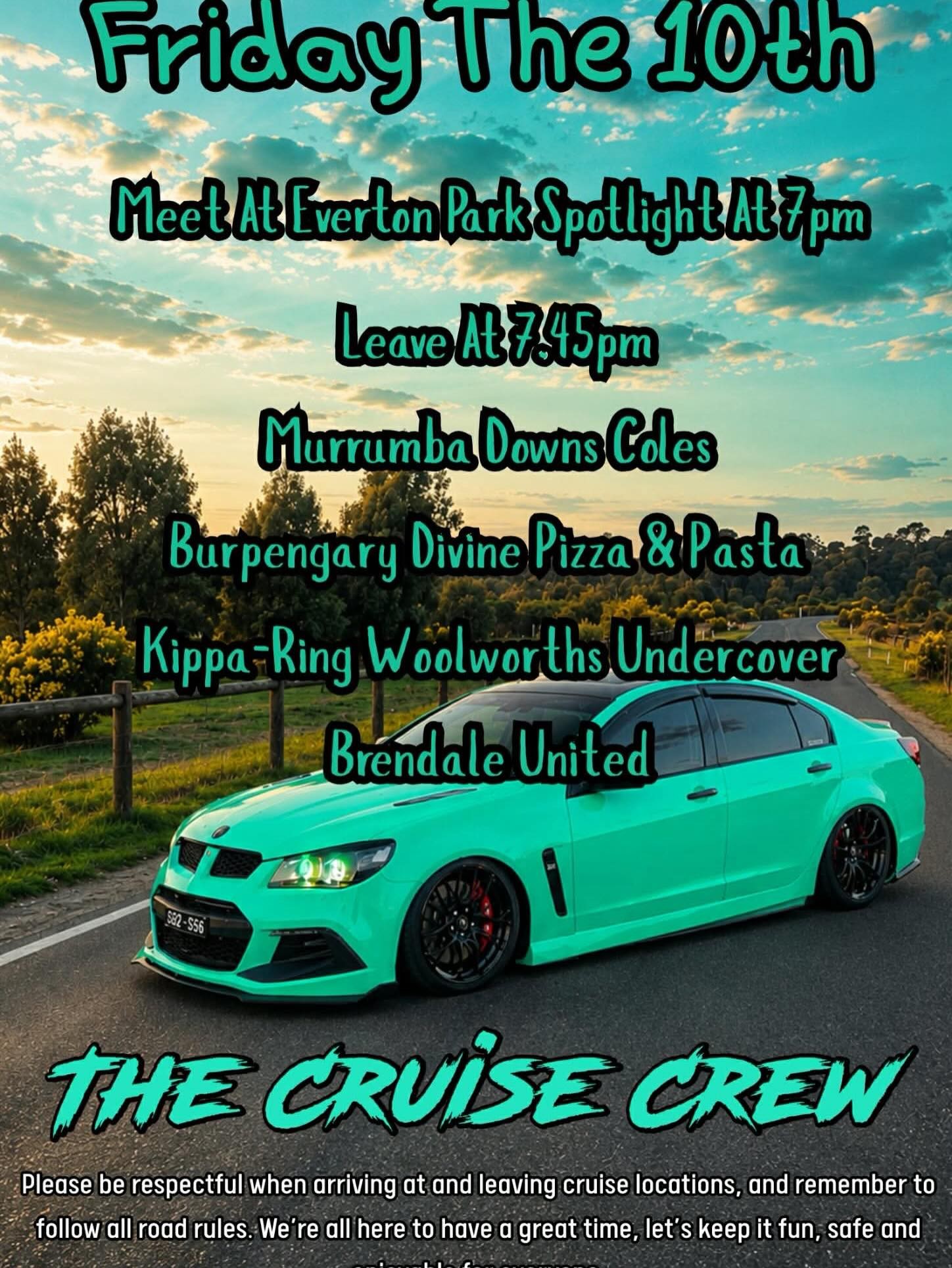 The Cruise Crew Friday Night Cruise — JDM/Muscle car meet in Brisbane, QLD on Friday 10 July 2026