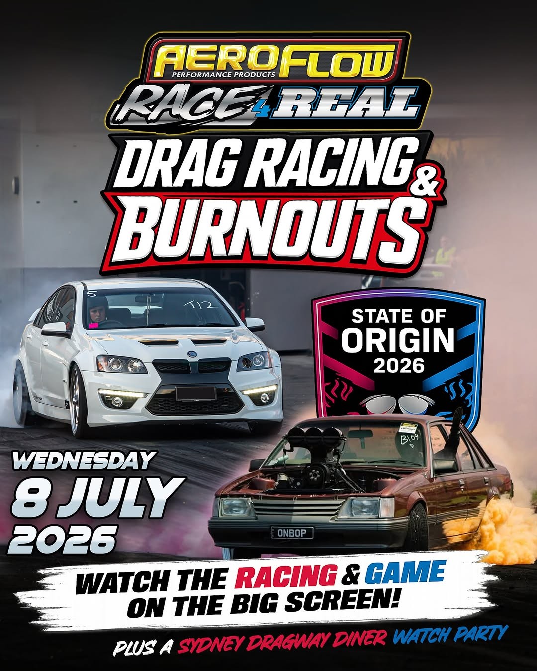 Race 4 Real Drag Racing & Burnouts — Muscle track day in Sydney, NSW on Wednesday 8 July 2026