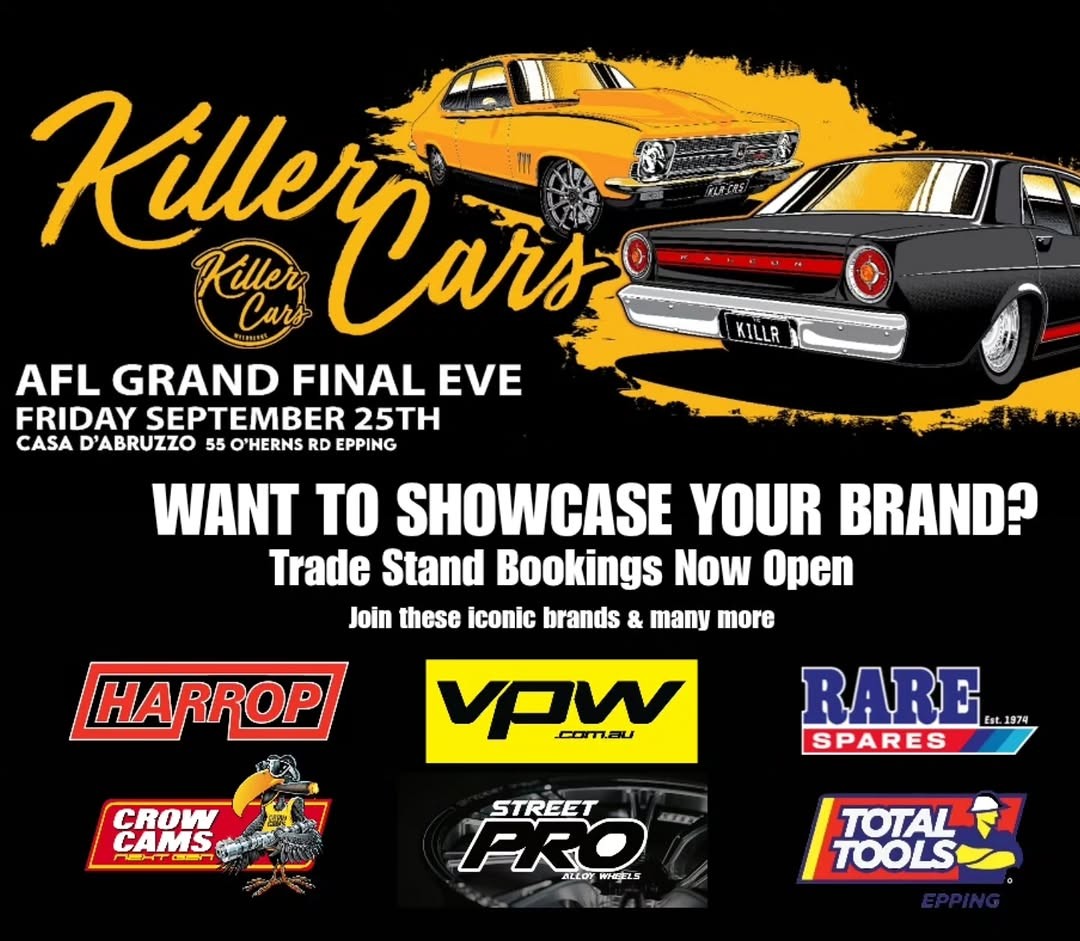 Killer Cars AFL Grand Final Eve — Muscle car meet in Melbourne, VIC on Friday 25 September 2026