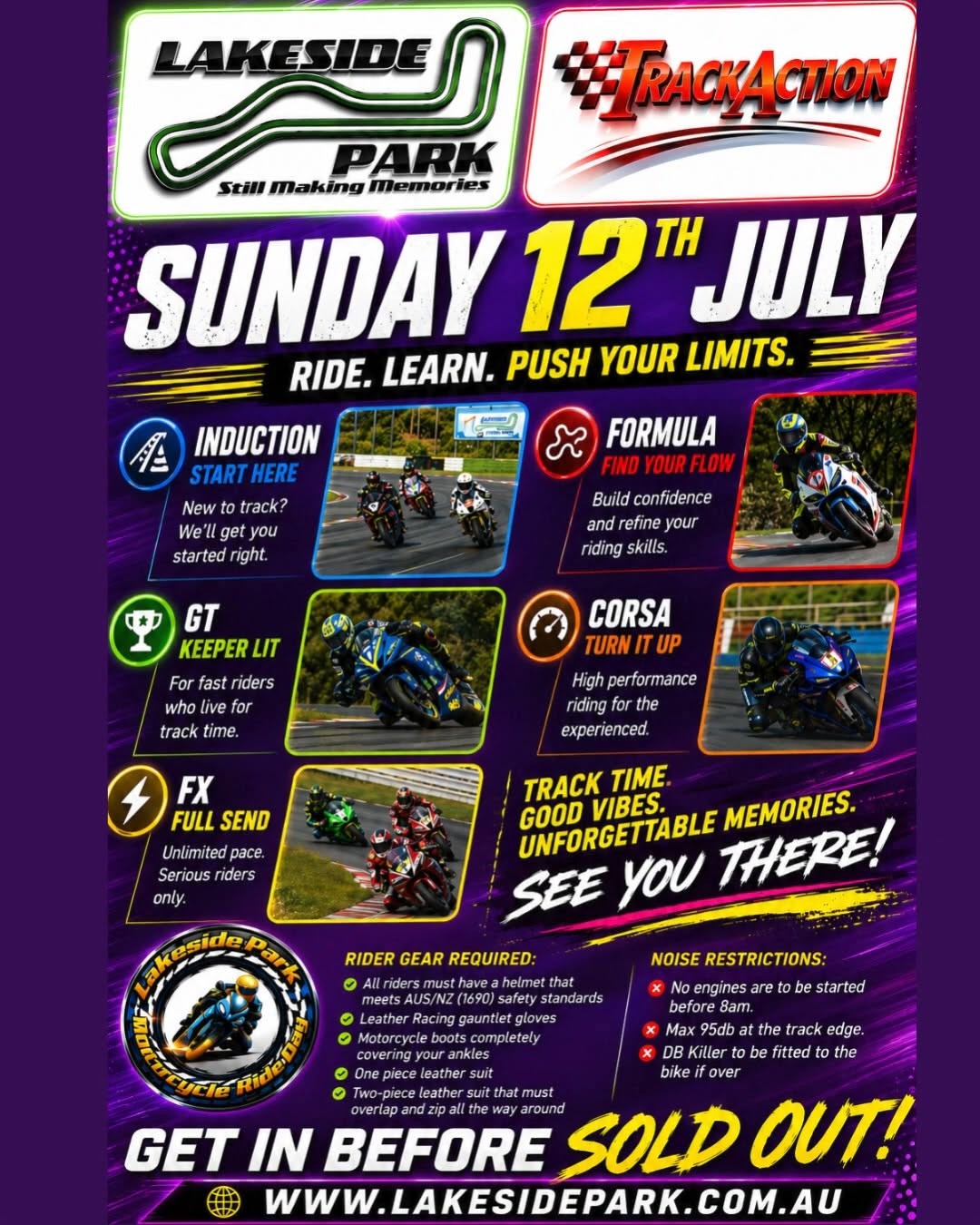 Motorcycle Ride Day — track day in Brisbane, QLD on Sunday 12 July 2026