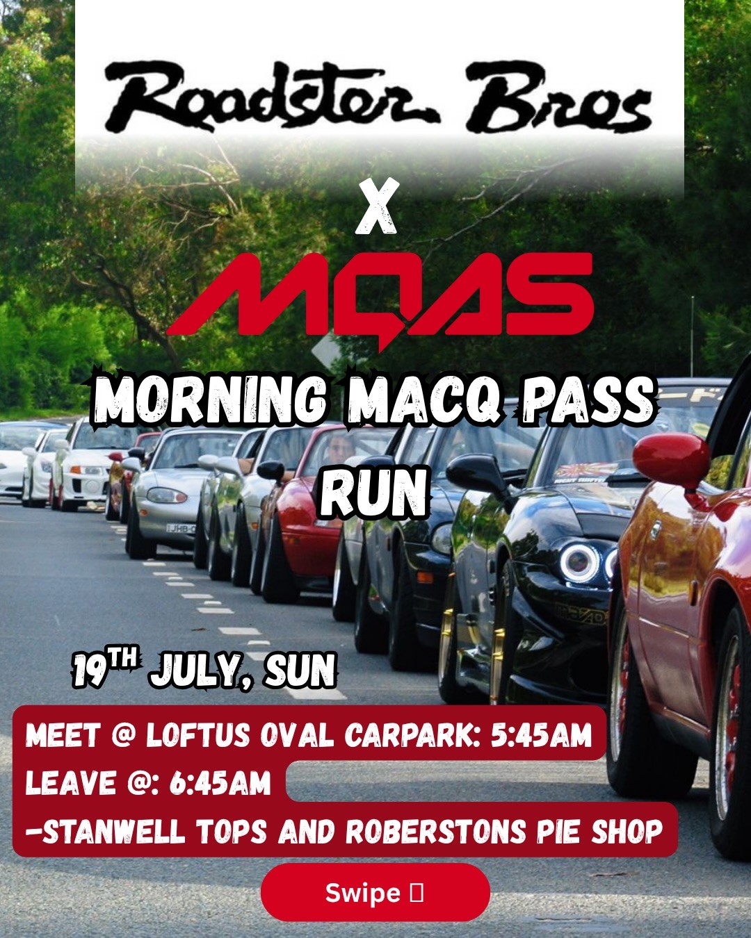 Morning Macq Pass Run — JDM car meet in Sydney, NSW on Sunday 19 July 2026