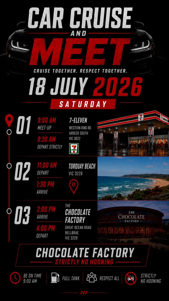 Car Cruise and Meet — Euro/Muscle car meet in Melbourne, VIC on Saturday 18 July 2026