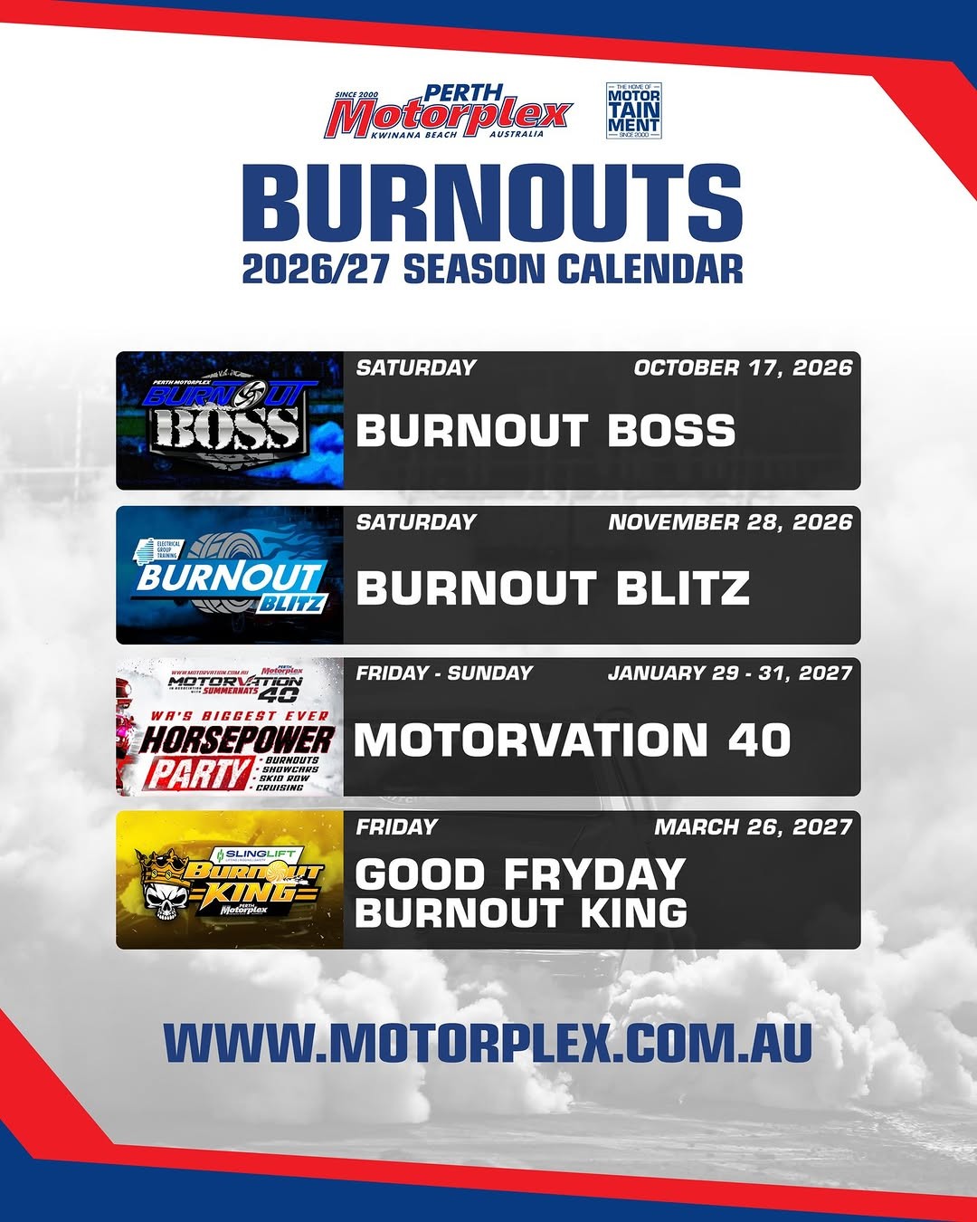 Burnout Boss — Muscle spectator event in Perth, WA on Saturday 17 October 2026