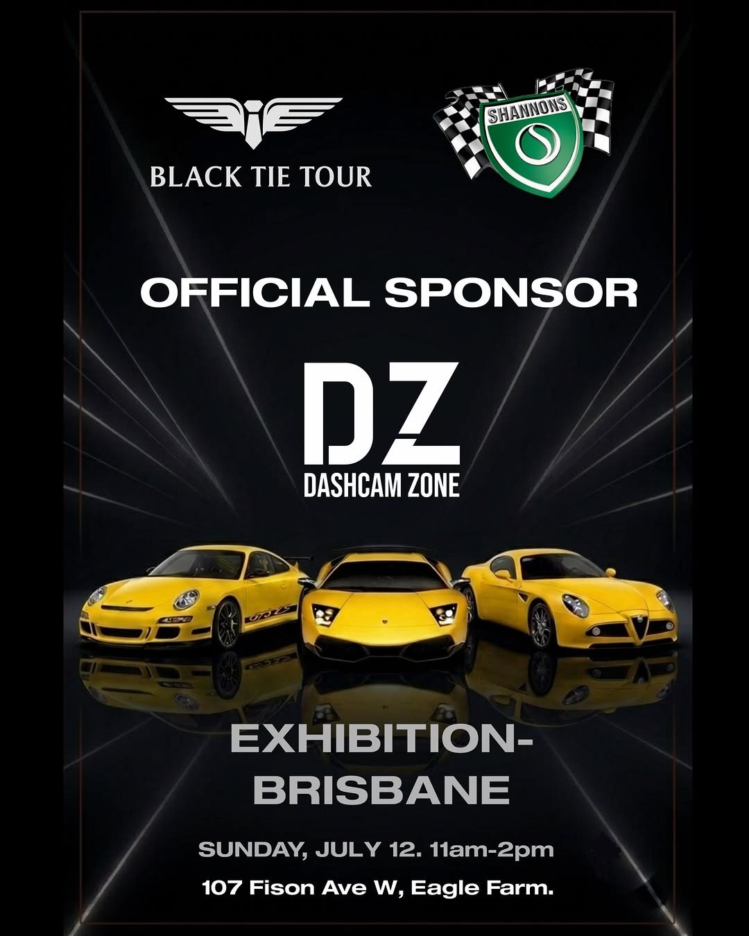 Black Tie Tour x Shannons Exhibition – Brisbane — Exotic car meet in Brisbane, QLD on Sunday 12 July 2026
