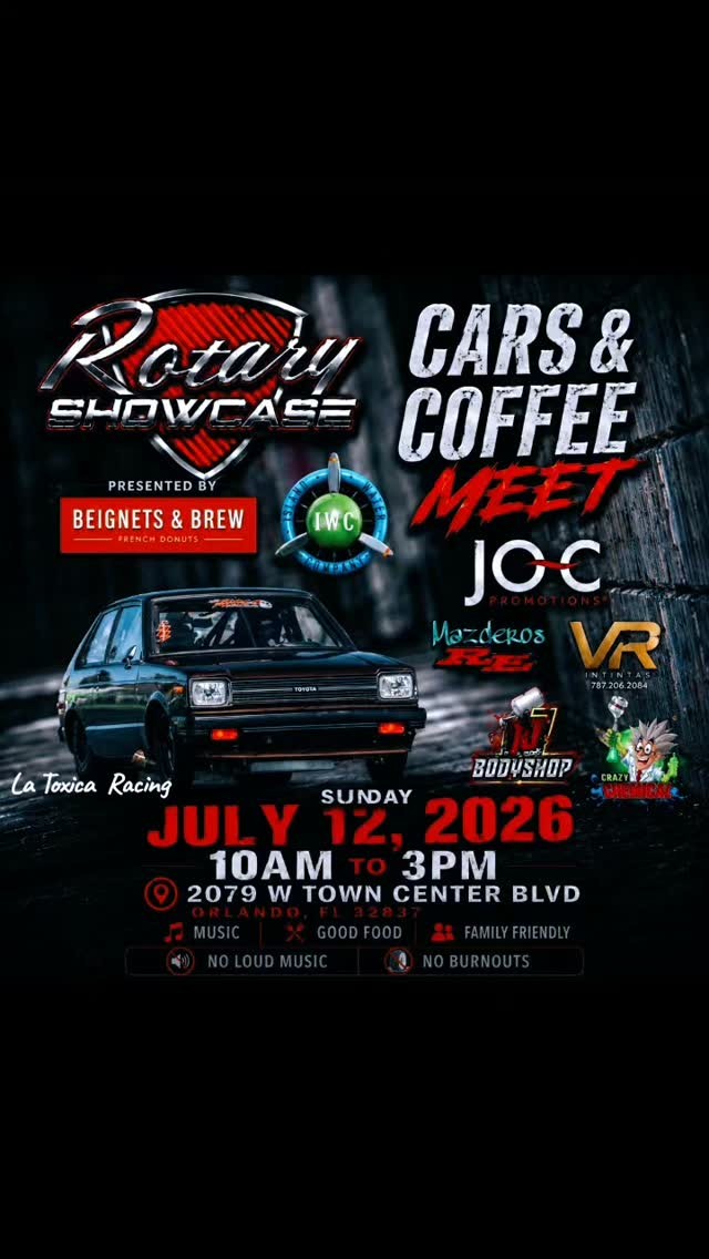 Rotary Showcase Cars & Coffee Meet — JDM car meet in International on Sunday 12 July 2026