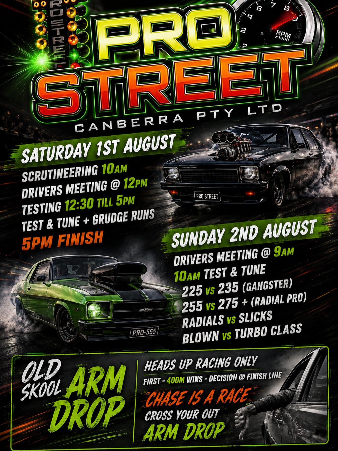 Old Skool Arm Drop — Muscle/Classic track day in Canberra, NSW on Saturday 1 August 2026