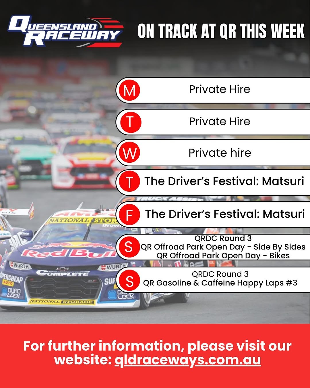 QR Gasoline & Caffeine Happy Laps #3 — track day in Brisbane, QLD on Sunday 19 July 2026