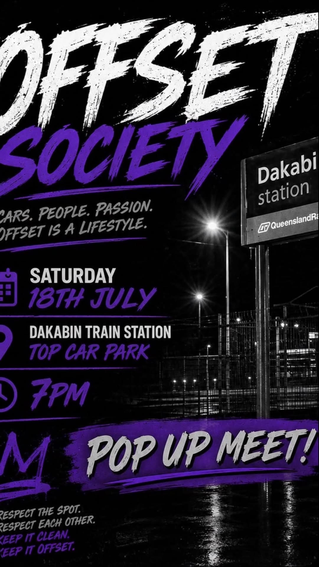 Offset Society Pop Up Meet — Stance car meet in Brisbane, QLD on Saturday 18 July 2026