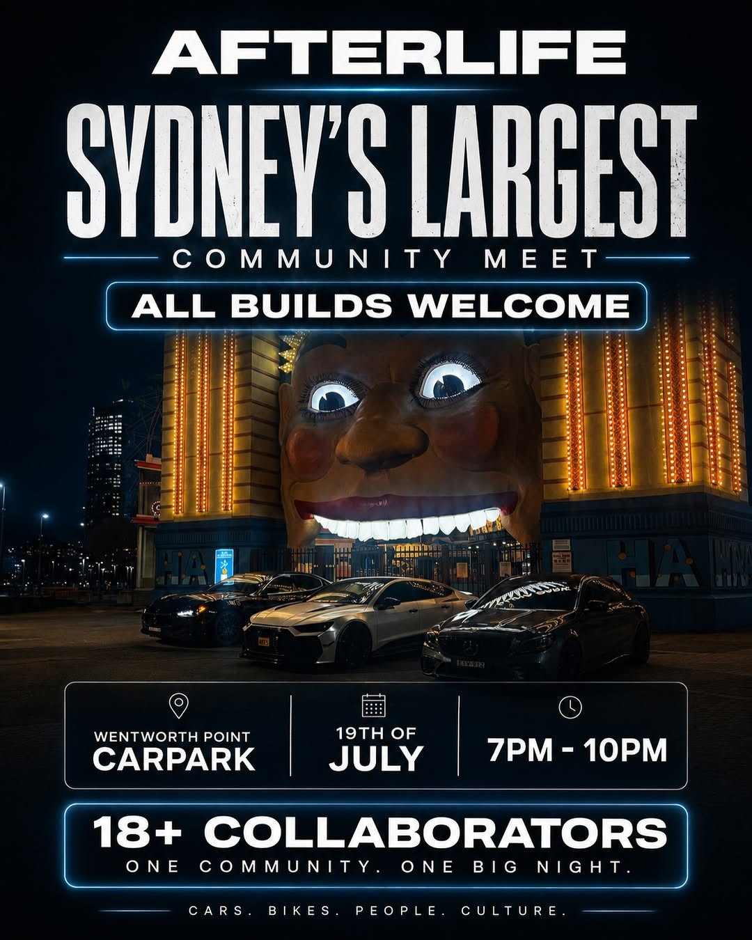 Afterlife: Sydney's Largest Community Meet — JDM/Stance car meet in Sydney, NSW on Sunday 19 July 2026