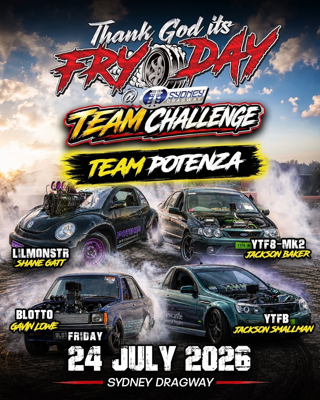 Thank God It's Fryday Team Challenge — Muscle spectator event in Sydney, NSW on Friday 24 July 2026