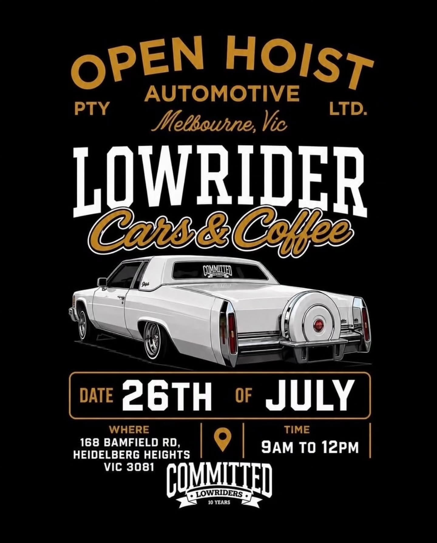 Lowrider Cars & Coffee — Stance/Classic car meet in Melbourne, VIC on Sunday 26 July 2026