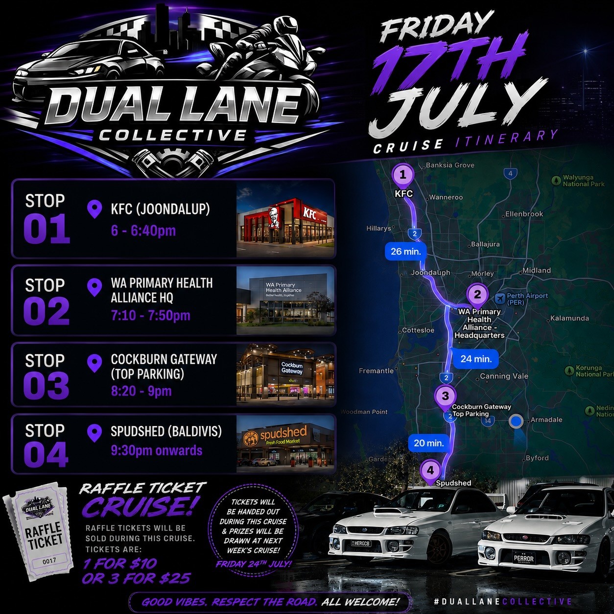 DLC Cruise — JDM car meet in Perth, WA on Friday 17 July 2026
