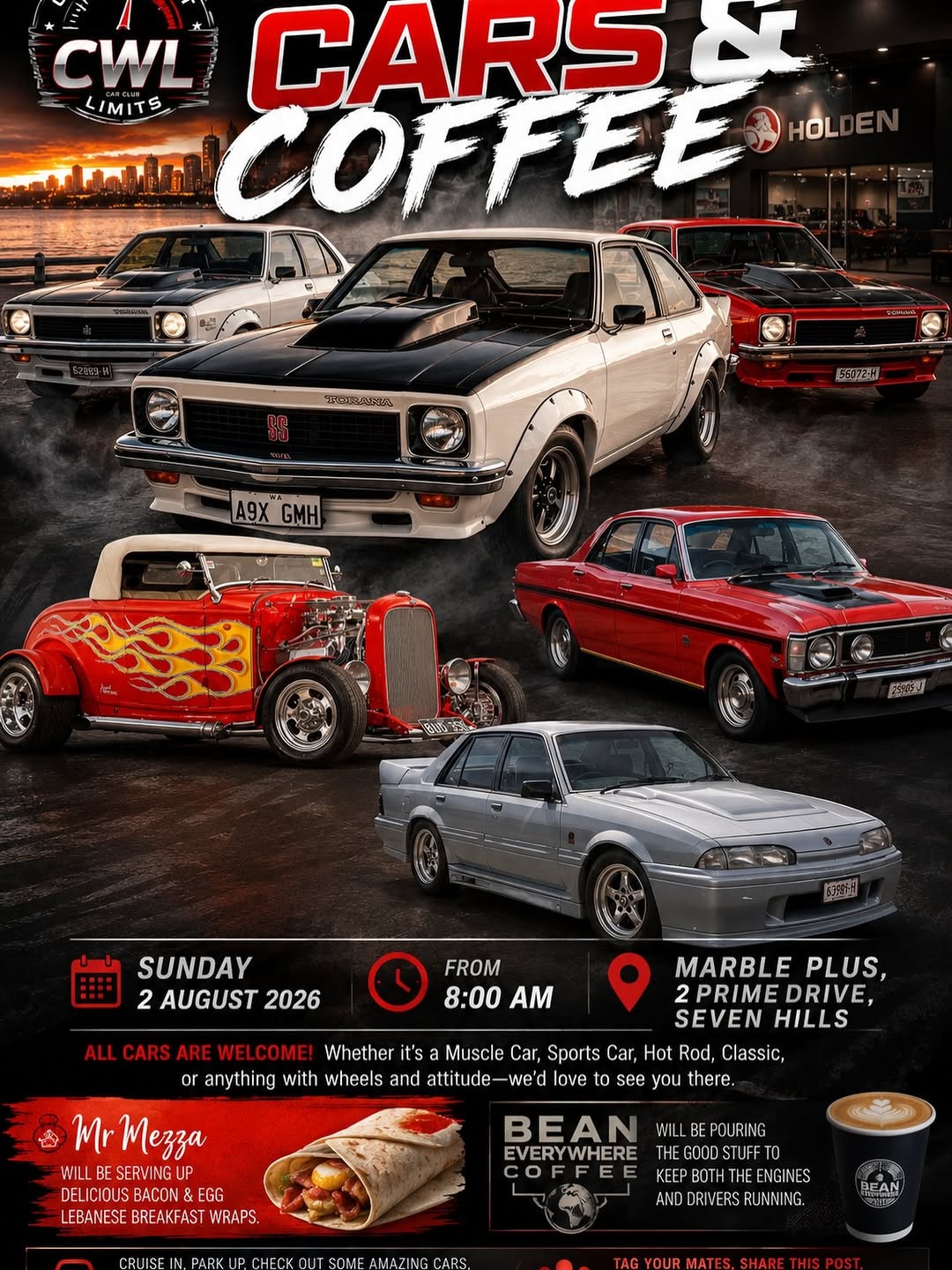 CWL Cars & Coffee — Muscle/Classic car meet in Sydney, NSW on Sunday 2 August 2026
