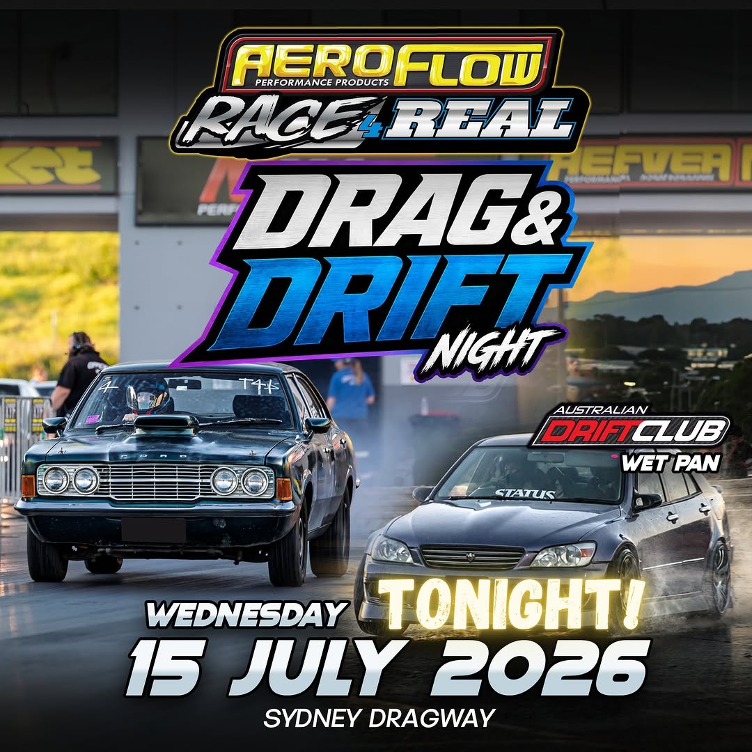 Aeroflow Race 4 Real - Drag & Drift Night — Muscle/JDM track day in Sydney, NSW on Wednesday 15 July 2026