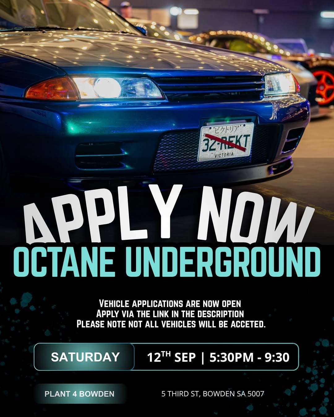 Octane Underground — Euro/Exotic car meet in Adelaide, SA on Saturday 12 September 2026