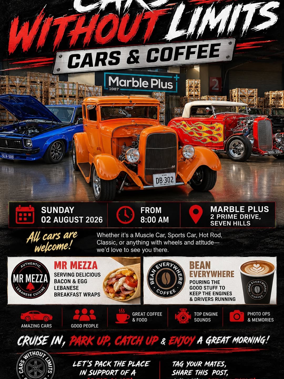 Cars Without Limits Cars & Coffee — Classic/Exotic car meet in Sydney, NSW on Sunday 2 August 2026
