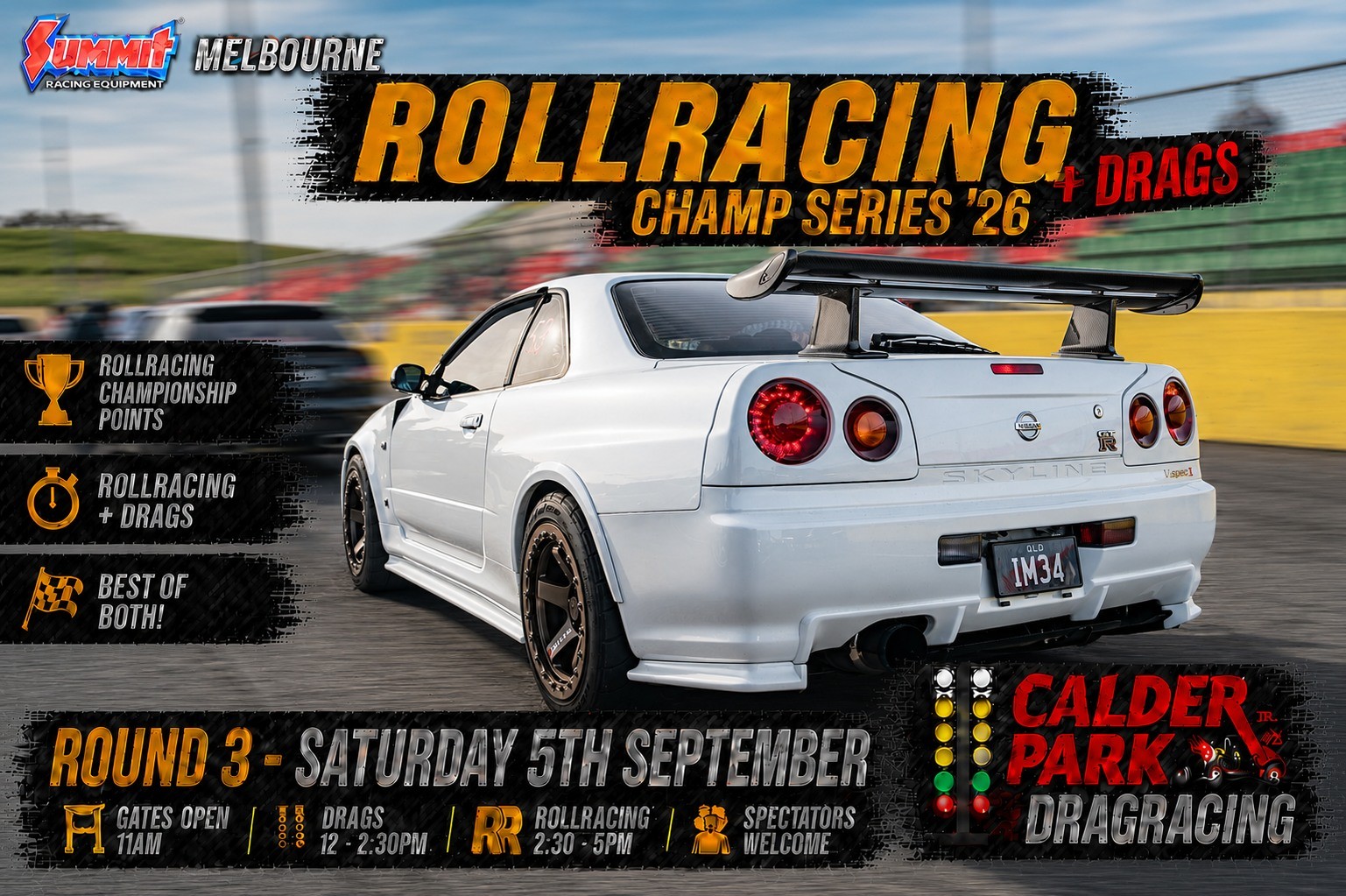Summit RollRacing Champ Series '26 - Round 3 + Drags — Euro/JDM track day in Melbourne, VIC on Saturday 5 September 2026