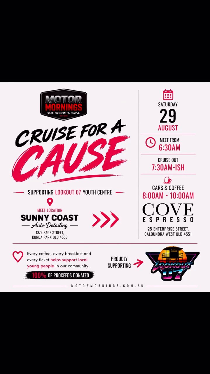 Cruise for a Cause — car meet in Sunshine Coast, QLD on Saturday 29 August 2026