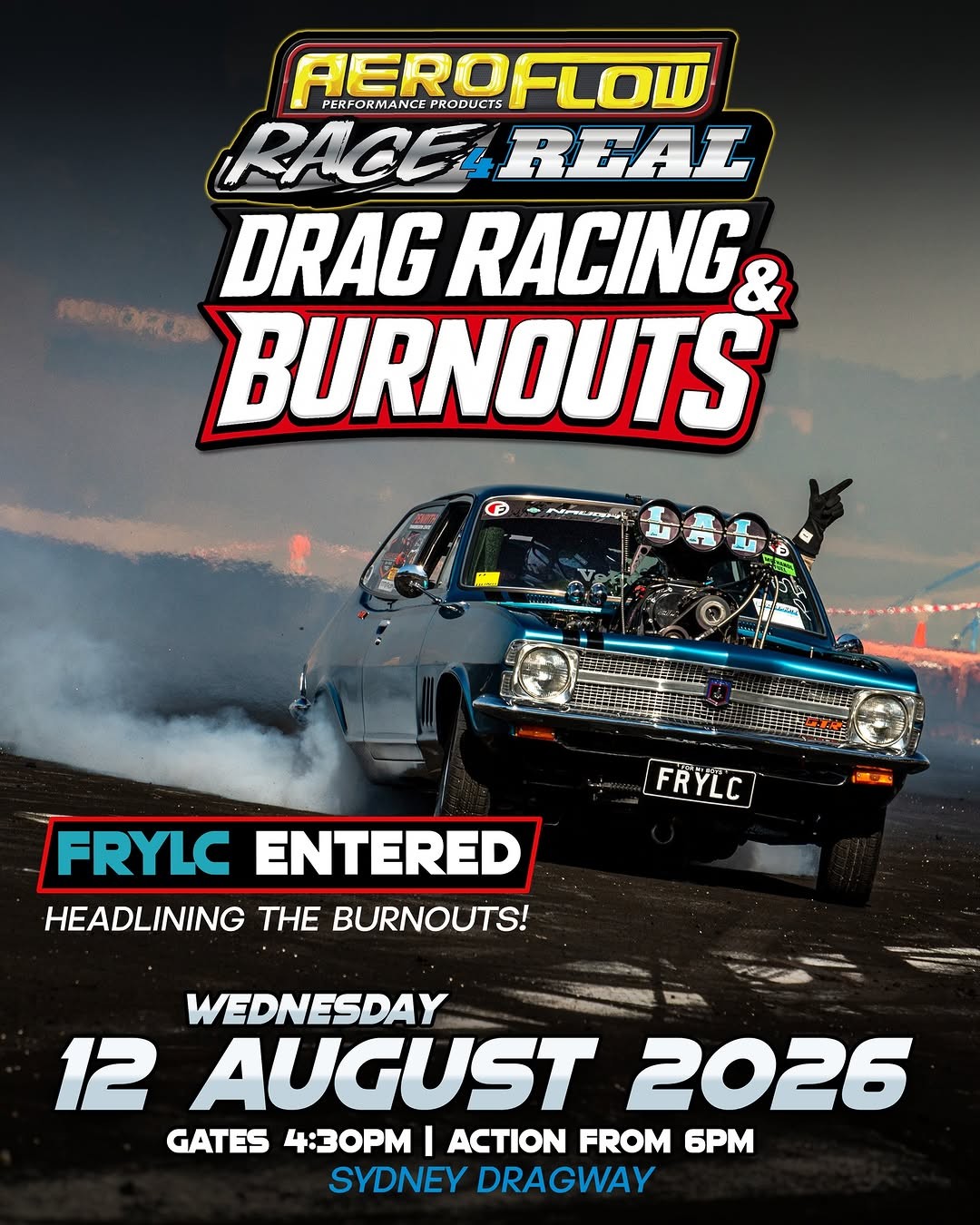 Aeroflow Race 4 Real Drag Racing & Burnouts — Muscle track day in Sydney, NSW on Wednesday 12 August 2026