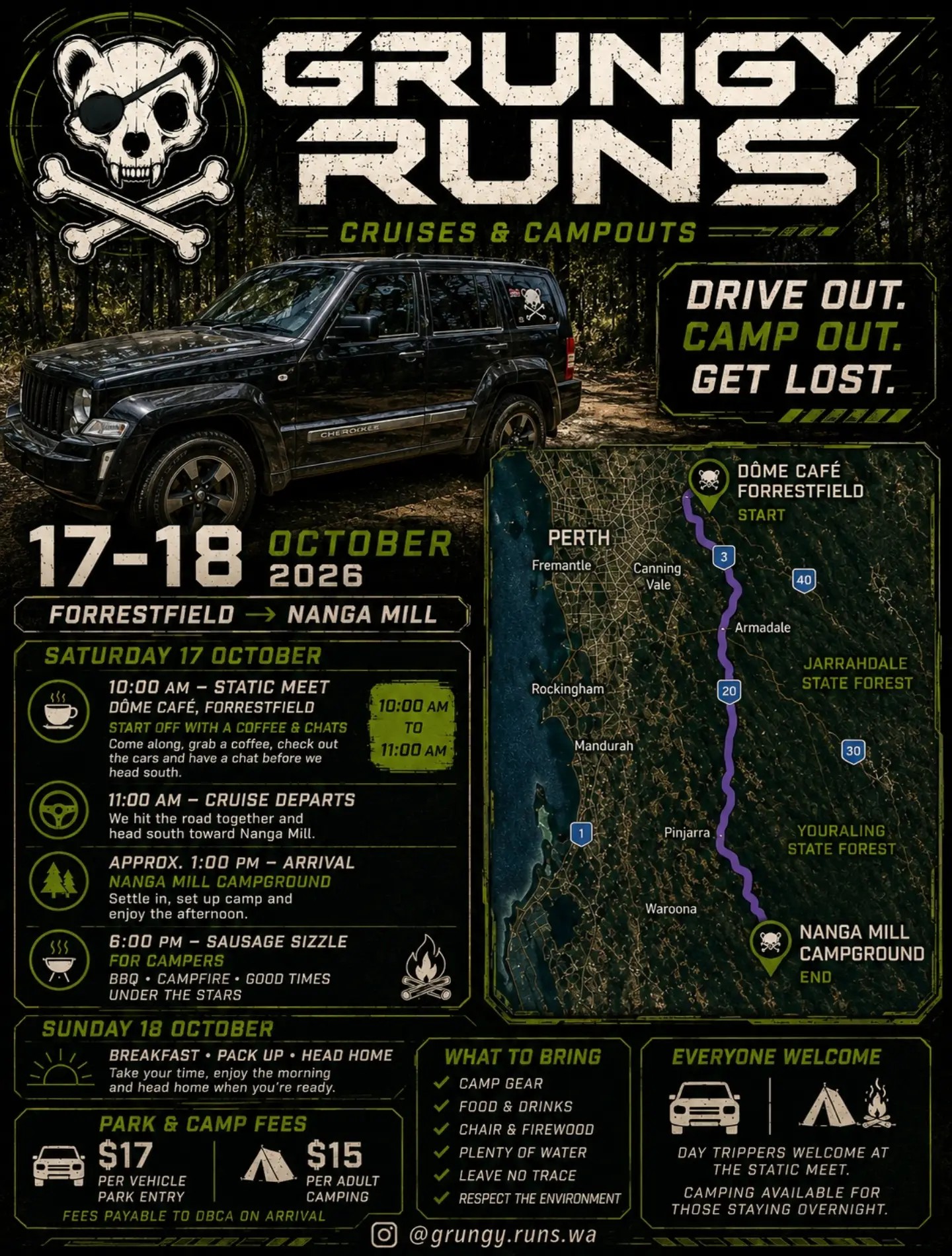 Grungy Runs Cruises & Campouts — 4x4 car meet in Perth, WA on Saturday 17 October 2026