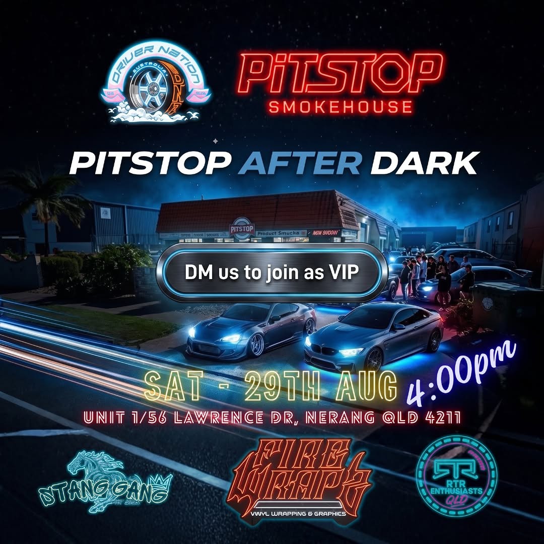 Pitstop After Dark — Muscle car meet in Gold Coast, QLD on Saturday 29 August 2026