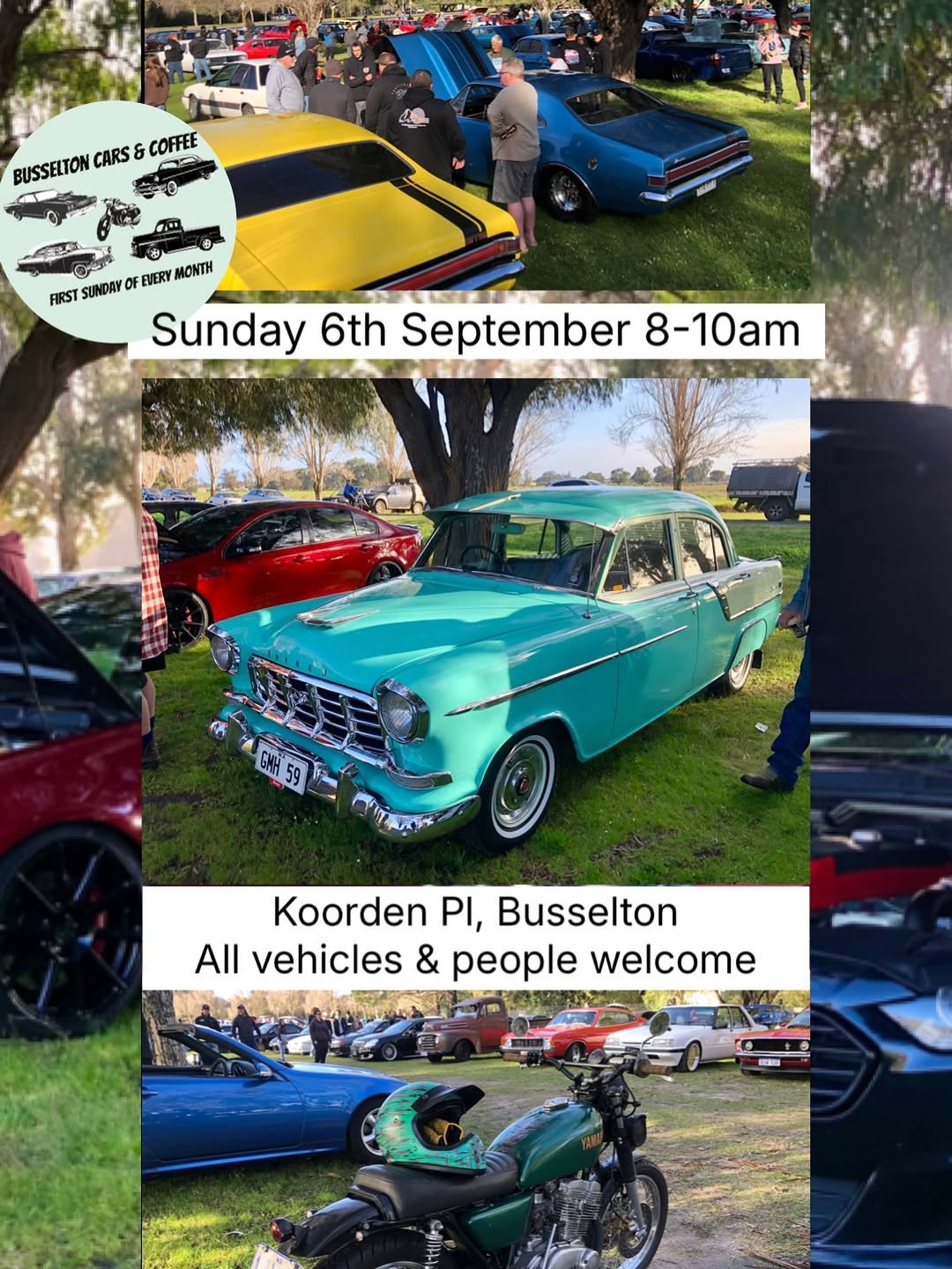 Busselton Cars & Coffee — Classic car meet in Bunbury, WA on Sunday 6 September 2026