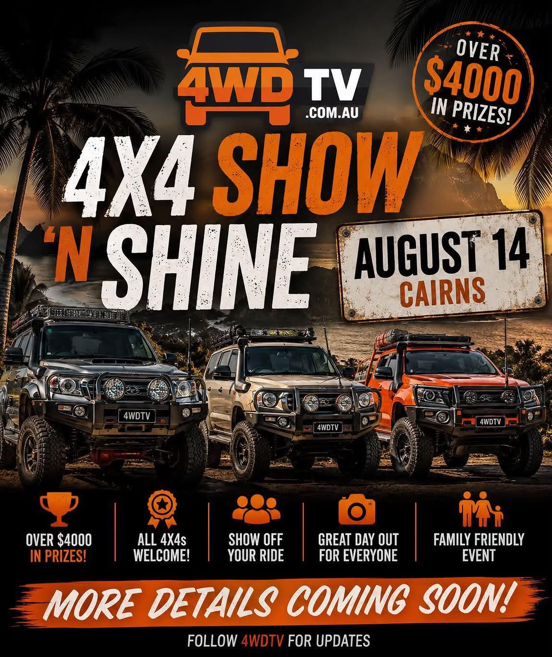 4x4 Show 'n Shine — 4x4 car meet in Cairns, QLD on Friday 14 August 2026