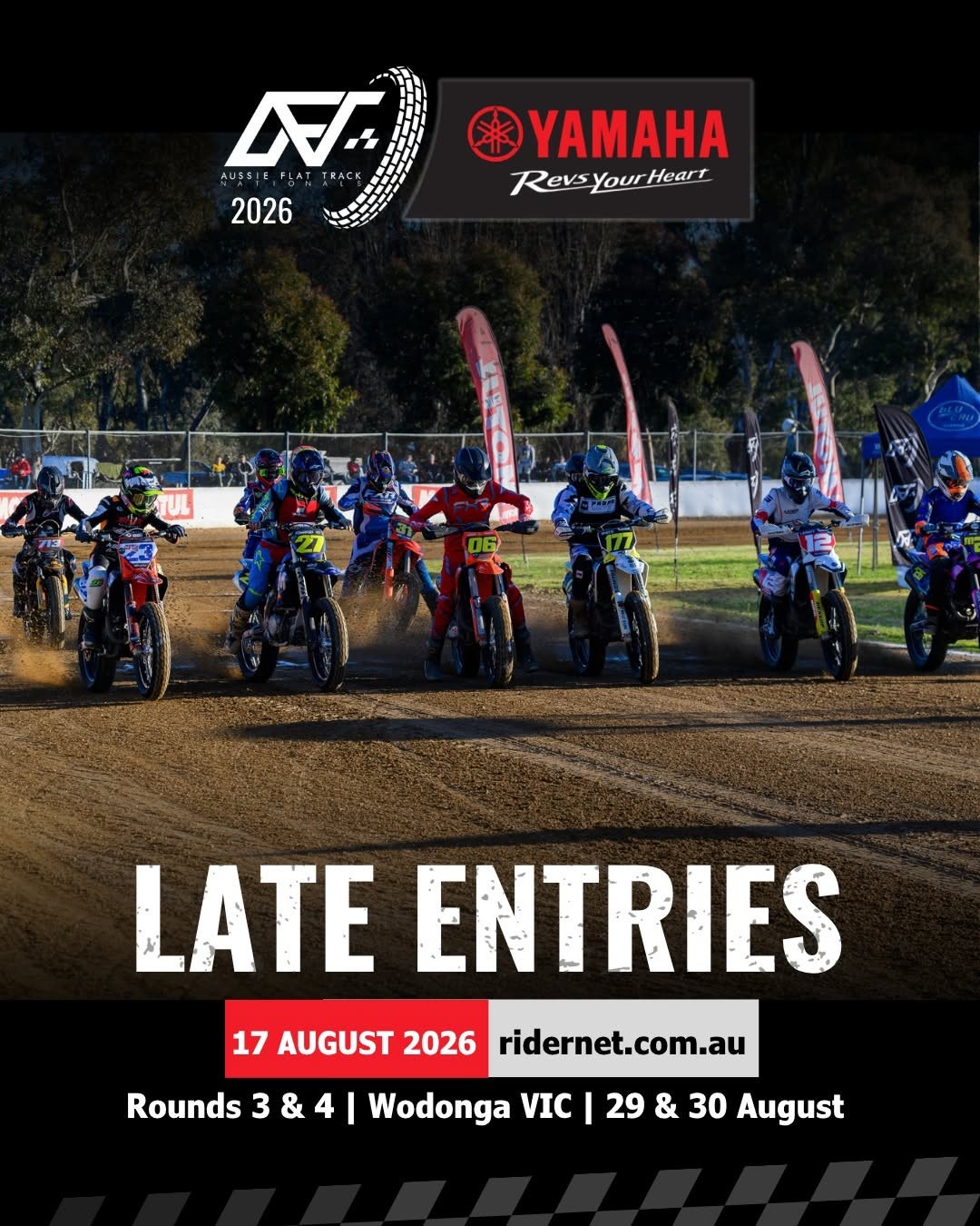 Aussie Flat Track Nationals - Rounds 3 & 4 — spectator event in Albury, VIC on Saturday 29 August 2026