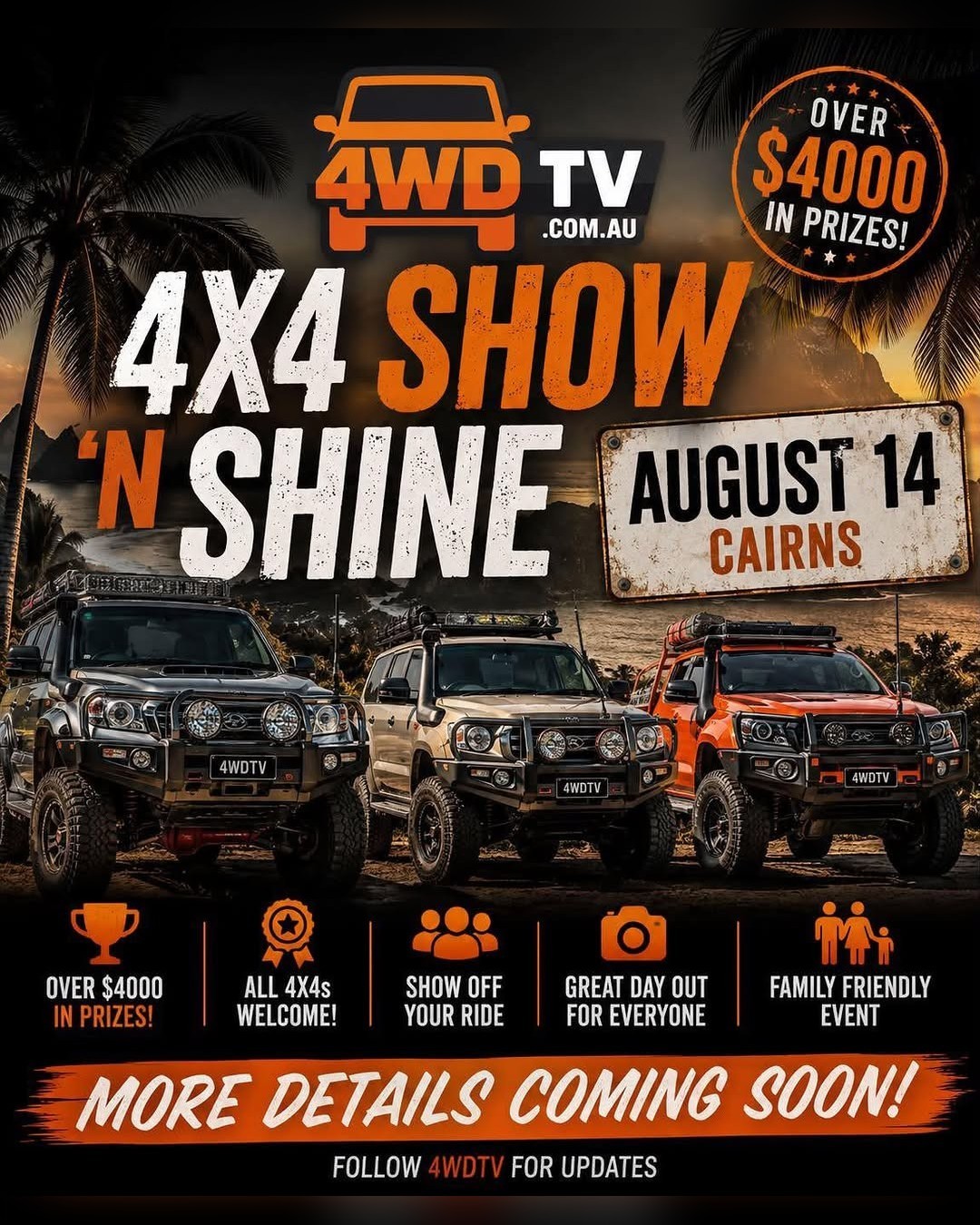 4x4 Show 'N Shine — 4x4 car meet in Cairns, QLD on Friday 14 August 2026